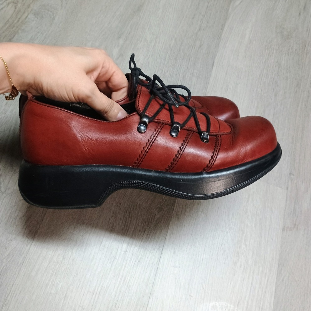 Vtg Dansko Red Leather Chunky Janika Oxford Comfort Lace Up Size 39